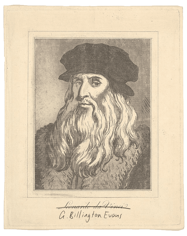 A picture of Leonardo Da Vinci, passed off as a picture of G. Billington Evans.